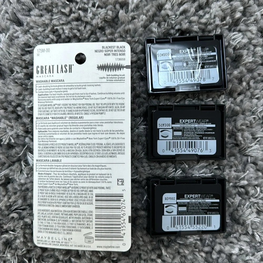 Maybelline bundle sale- black Mascara and 3 eyeshadows